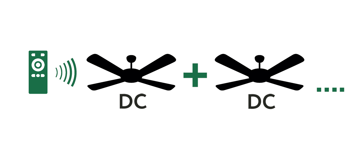 Подключение нескольких потолочных вентиляторов DREAMFAN c DC-двигателем к одному пульту ДУ