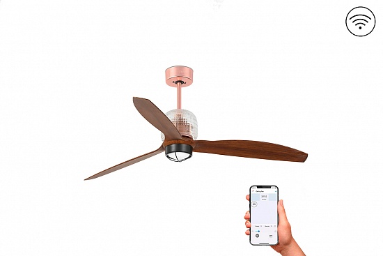 Люстра-вентилятор Deco Fan Led Copper Wood DC Smart (33399DWP-10FAR)